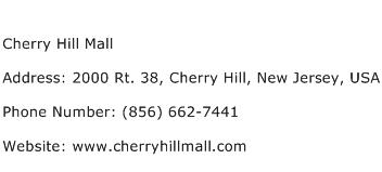 Cherry Hill Mall Address Contact Number