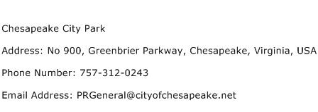 Chesapeake City Park Address Contact Number