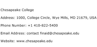 Chesapeake College Address Contact Number