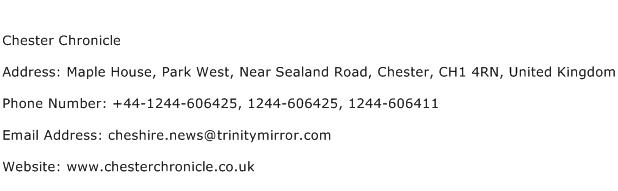 Chester Chronicle Address Contact Number