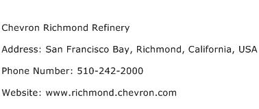 Chevron Richmond Refinery Address Contact Number