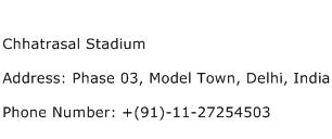 Chhatrasal Stadium Address Contact Number