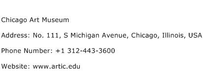 Chicago Art Museum Address Contact Number