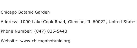 Chicago Botanic Garden Address Contact Number