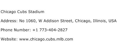 Chicago Cubs Stadium Address Contact Number