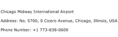 Chicago Midway International Airport Address Contact Number