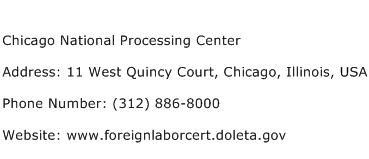 Chicago National Processing Center Address Contact Number