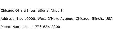 Chicago Ohare International Airport Address Contact Number