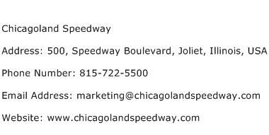 Chicagoland Speedway Address Contact Number