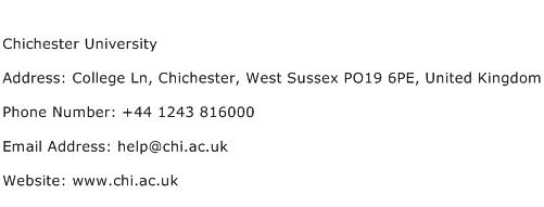 Chichester University Address Contact Number