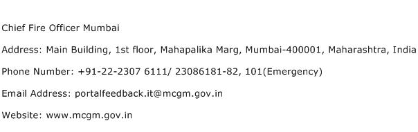 Chief Fire Officer Mumbai Address Contact Number