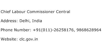 Chief Labour Commissioner Central Address Contact Number