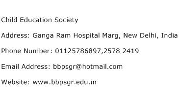 Child Education Society Address Contact Number
