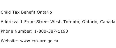 Child Tax Benefit Ontario Address Contact Number