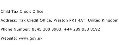 Child Tax Credit Office Address Contact Number
