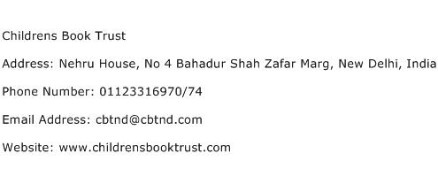 Childrens Book Trust Address Contact Number