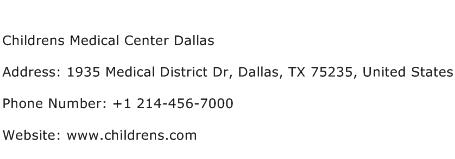 Childrens Medical Center Dallas Address Contact Number