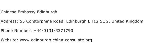 Chinese Embassy Edinburgh Address Contact Number