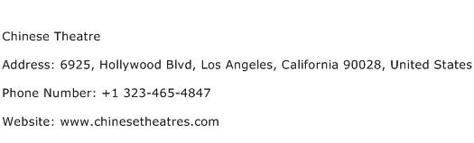 Chinese Theatre Address Contact Number