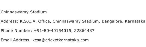 Chinnaswamy Stadium Address Contact Number