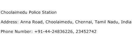 Choolaimedu Police Station Address Contact Number