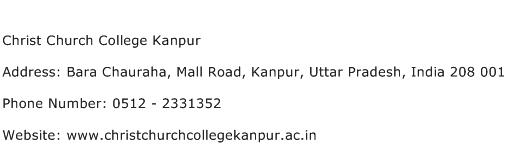 Christ Church College Kanpur Address Contact Number