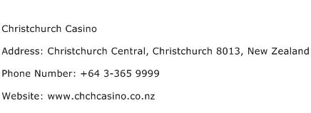 Christchurch Casino Address Contact Number
