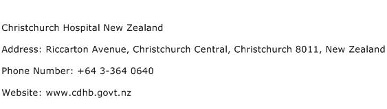 Christchurch Hospital New Zealand Address Contact Number
