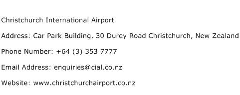 Christchurch International Airport Address Contact Number