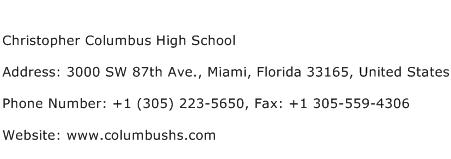 Christopher Columbus High School Address Contact Number