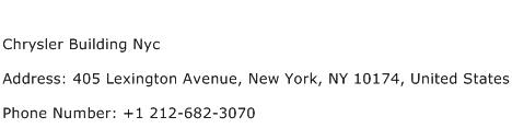 Chrysler Building Nyc Address Contact Number