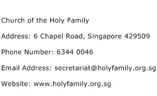 Church of the Holy Family Address Contact Number