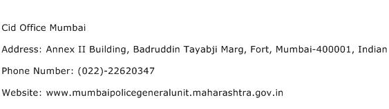 Cid Office Mumbai Address Contact Number