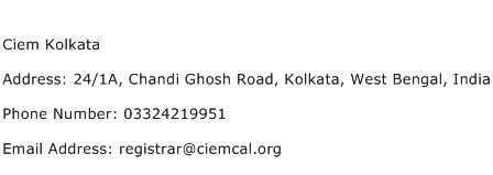 Ciem Kolkata Address Contact Number