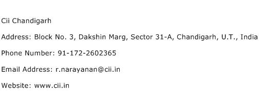 Cii Chandigarh Address Contact Number