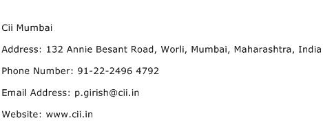 Cii Mumbai Address Contact Number