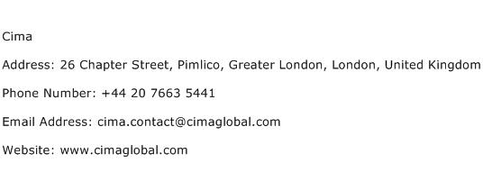 Cima Address Contact Number