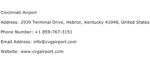 Cincinnati Airport Address Contact Number