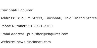 Cincinnati Enquirer Address Contact Number