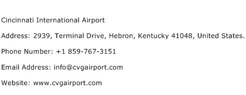 Cincinnati International Airport Address Contact Number