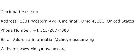 Cincinnati Museum Address Contact Number