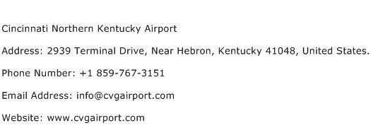 Cincinnati Northern Kentucky Airport Address Contact Number