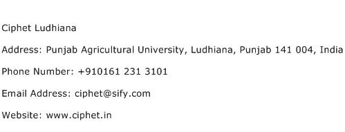 Ciphet Ludhiana Address Contact Number