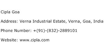 Cipla Goa Address Contact Number