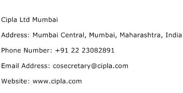 Cipla Ltd Mumbai Address Contact Number