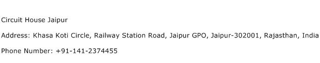 Circuit House Jaipur Address Contact Number