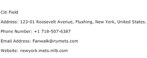 Citi Field Address Contact Number