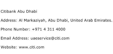 Citibank Abu Dhabi Address Contact Number