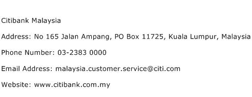 Citibank Malaysia Address Contact Number