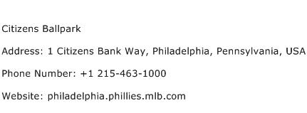 Citizens Ballpark Address Contact Number